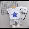 2 Stücke Kinder Baby Jungen Jungen Mädchen Baumwolle Stern T-shirt Topskurze Hose Sommer Kinder Kleidung 9Ysvp 5Zpf1