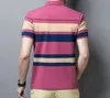 Summer men's clothing, color-stripe striped POLO shirt, business casual POLO shirt, short-sleeved plus size POLO shirt 220312