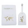 Porta carte in pelle PU Cover PU PASSAPPORTO PASSAPORTO I bagagli Tag set per gli uomini DONNA VIAGGIO CASO DI VIAGGIO SUALACE ID NOME NOME HARD