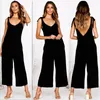 Women's Jumpsuits & Rompers Women Sexy Sleeveless Solid Color Spaghetti Strap Jumpsuit Female Backless Bodysuit Casual Loose Beach Woman Lac