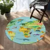 BeddingOutlet World Map Round Carpets For Living Room Vivid Printed Chair Area Rug Blue Floor Mat for Bedroom Kids Play Tent 220301