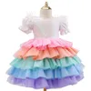 Baby Girls Rainbow Princess Dress Kids Cake Tutu Cekiny Suknia Balowa Dla Dzieci Wedding Evening Formal Party Pageant Vestidos G1129