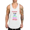 Aangepaste Mens Gym Tank Top Zomer Katoen Fitness Kleding Mannen Bodybuilding Stringer Tank Tops Workout Mouwloos T-shirt 210421