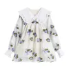 Summer Sweet Lolita Crop Dress Femmes Peter Pan Collier Preppy Style Mignon Mini Robes Lâche Floral Imprimer Rétro Robes Fille 210515