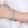 925 Sterling Silver Sea Blue White Zircon Armband Tillbehör Ädelsten Bangles För Bröllop Kvinnor Smycken