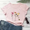 Bloemen Tuin 100% Katoen Print Dames Tshirt Dames Grappige Zomer Casual Korte Mouw Top Vintage Art Tee Nature Eco Life Shirt Y0629