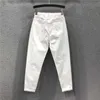 Spring Summer Women Cotton Denim Pants Plus Size Elastic Waist Loose Harem Female Casual Ankle-length White Jeans D317 210809