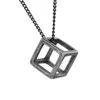 Simple Square Hollow Cube Charm Pendant Necklace in Stainless Steel, 3D Cube Necklace, Hollow Cubic Pendant Necklace, Geometric Jewelry, Minimalist Necklace