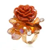 Pierłdy ślubne Vintage Bohemia Rose Flower Big For Women Jewelry Crystal Pierścień Rhinestone Luksusowy prezent Obietnic6356776