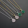 Pendant Necklaces Stainless Steel Rope Chain Micro Pave Cubic Zircon Green Natural Stone Buddha Pendants&necklace For Men And Women Jewelry