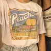 Street Style Kawaii Söt Unisex Vintage Fashion Peaches Records Tapes Women T-shirt Hipsters Grunge Style Graphic Tee 210518