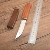 New Straight Knife D2 Drop Point Lucido a specchio Lama Manico in palissandro Coltelli a lame fisse con fodero in legno