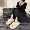 Winter House Women Fur Slippers Fashion Cross Band Warm Plush Ladies Fluffy Shoes Cozy Open Toe Indoor Fuzzy Slides For Girls Y0427