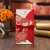 (20 Teile / los) Rose Blume Rot Weiß Gold Hochzeitseinladungskarte Engagement Doppel Herz Einladungen mit Umschlag CX075R