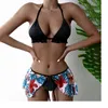 Traje de baño para mujer Traje de baño de verano T-Back Chica joven Tres piezas Mujeres Halter Sin espalda Vendaje Traje de baño Bikini sexy con mini falda