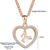 Hängsmycke Halsband 2021 Kapital Initial Y Brev Kvinnor Halsband Charms Heart Crystal Statement Pendants Guld Silver Färg Smycken