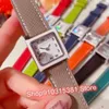 11 couleurs émail carré lettre nom femmes montre Heure Double Jeu Quartz montre-bracelet marque de luxe en cuir véritable horloge 21mm AAA +