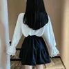 Work Dresses Cute Sweet All-match Ins Two Piece Set Women Lace Blouse Shirt Tops + Girl High Waist A-line Mini Skirt Suits Ensemble Femme