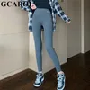 Gcarolの女性の厚いフリースのレギンスの高いウエストの手紙のズボンストレッチ冬のシームレスなフィットネスはゼロ211204より下に着用することができます