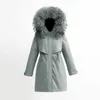 모피 칼라 버튼을 곁들인 코 코트가있는 Varey Lin 가을 여성용 코트 코트
