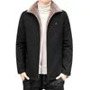 Men's Warm Parka Jacket Winter Fur Collar Windbreaker Cotton Padded Thick Black Coat Casual Autumn Fleece Jacket Male Trend 211104