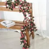 250 cm rose kunstbloemen kerstgarland voor bruiloft huis kamer decoratie lente herfst tuin boog DIY nep plant wijnstok