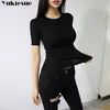 Short Sleeve T Shirt Womens Sexy Cropped Tops Tees women Casual Fashion Cotton T-shirt Fitness Basic Streetwear Top female 210608
