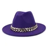 Sombrero Fedora con cadena Sombreros de ala ancha para mujeres Hombres Jazz Panamá Cap Mujer Hombre Moda gorras para hombre Trilby Chapeau Primavera Otoño Invierno venta al por mayor 26 colores