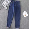 Herfst manchetten stretch vrouwen jeans hoge taille harembroek mujer plus size elastische denim vrouwelijke Koreaanse broek vriend 5XL 210809