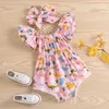 Retailwhole Baby girl dinosaurio estampado borlas mameluco 2 piezas conjunto con diadema de lazo mono mono de una sola pieza mamelucos 3017728