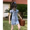 Parent-Child Wear Mother Girl Dress Slim Tie Denim Summer Baby Kids Clothing 210625