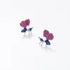 Stud E6984 ZWPON Mini Rosa Cristal Azul Brincos de abelhas de abelhas de abelhas femininas Mulheres Declaração de jóias por atacado