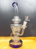 Толстая стеклянная масляная установка Dab Blue Recycler Smoking Water Bong с душевыми стеклянными трубами.