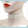 Chokers Kolye kolyeler Jewelryfashing beyaz tatlı dantel çiçek incisi kadın kolye zarif vintage Victoria düğün gelin lüks offi