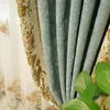 Tende per tende Tende personalizzate Semplice Mosaico europeo Camera da letto di lusso Ricamato Tessuto spesso blu Blackout Tulle Valance B332