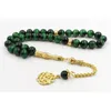 Natural Green Tiger Eye Stone Tasbih Glod Metal Tassels 2020 Styl Muzułmanin Moda Akcesoria Saudyjska Bransoletka Turkish Biżuteria