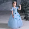 Barnkläder Cinderella Cosplay Princess Kostym Barn Fancy Dop Dresses