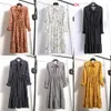 Coréen Chemise noire Robes Bureau Polka Dot Vintage Robes d'automne Femmes Robes Dames 2021 Midi Floral Robe à manches longues Femal X0521