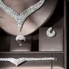 Oorbellen ketting hibride prachtige mode kubieke zirkoon kristallen set geometrisch ontwerp elegantie voor vrouwen bruid sieraden n-1145