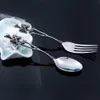 Titanium Steel Skeleton Skull Fork Spoon Tableware Vintage Dinner Table Flatware Cutlery Set Metal Crafts Halloween Party Gifts6004176151