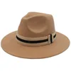 Autumn Winter Wool Fedoras Hat Women Fashion Jazz Hat Men Wide Brim Gentleman Elegant Cowboy Cap