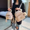 Denim Women Backpack Kvinna 2020 Ny mode Märke Mini Shoulder School Bag för Teenager Girls Fur Ball Travel Rucksack Bag Y1105