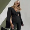 Sexy Black Sleeveless Jumpsuit For Women Working High Waist Solid Color V-Neck Women'S Party Wide Leg Pants 210527
