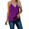 Sexy Spaghettiträger Tops Frauen Halter V-Ausschnitt Basic Weste ärmellose Satin Seide Tank Tops Bottom Damen Sommer Camisole Plus Größe 210507