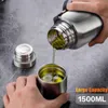 500/1500 ml Russe Extérieure Thermos Portable Grande Capacité Tasse Isolée Style Militaire Fiole À Vide Bouteille D'eau Pour Le Sport 210809