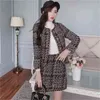 Vintage elegante tweed twee stuk sets outfits vrouwen single-breasted jas + mini rok pakken herfst Koreaanse dames sets outfit 210515