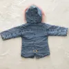 Winter Kleinkind Mädchen Denim Jacke Plus Samt Fell Kapuze Warme Mädchen Oberbekleidung Parka Mantel Baby Dicke Mäntel Kinder Kleidung 2-7 jahre H0909