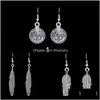 & Chandelier Jewelry Delivery 2021 Retro Bohemian Boho Womens Antique Sier Simple Leaf Charm Hook Dangle Tribal Gypsy Coin Pendant Drop Earri