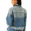 Kvinnors jackor kvinnors denim vintage kl￤der beskurna jeans jacka kvinnor streetwear frans plus size outwear designer