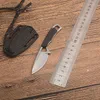 KS 2085 Brace Fixed Knife 2" Stonewashed 8Cr13MoV Blade Full Tang Black glass filled nylon handle With Neck Sheer